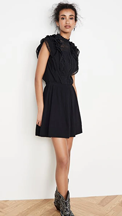 Isabel Marant Étoile Lace-detail Mini Dress In 01bk Black