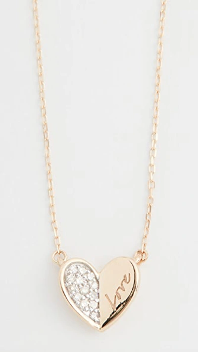 Adina Reyter 14k Gold & Diamond Pave Folded Heart Love Pendant Necklace, 15 In White/gold