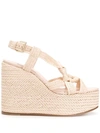 CASADEI WOVEN RING WEDGE SANDALS