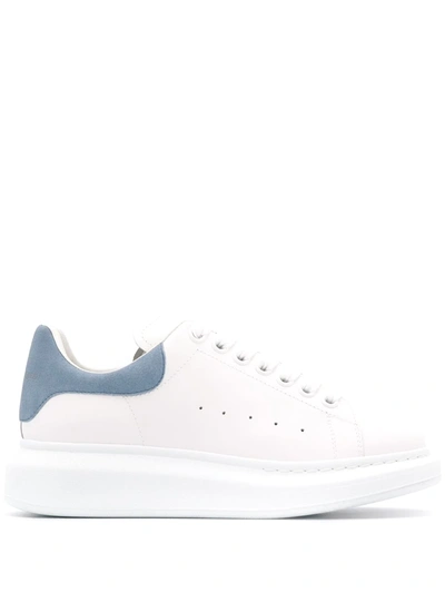 Alexander Mcqueen Suede-trimmed Leather Exaggerated-sole Trainers In Dream Blue