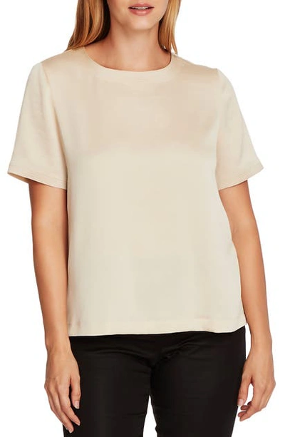Vince Camuto Rumple Hammered Satin Tee In Lt Stone