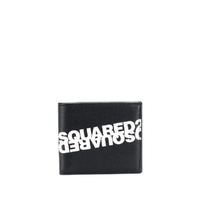 Dsquared2 Mirrored Logo Bi-fold Wallet In Black