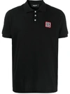 Dsquared2 Logo New Classic Cotton Pique Polo Shirt In Black