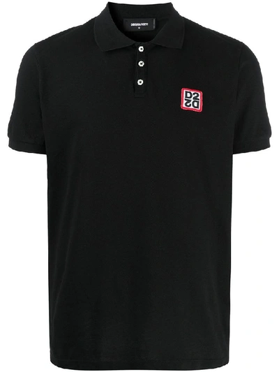 Dsquared2 Logo New Classic Cotton Pique Polo Shirt In Black