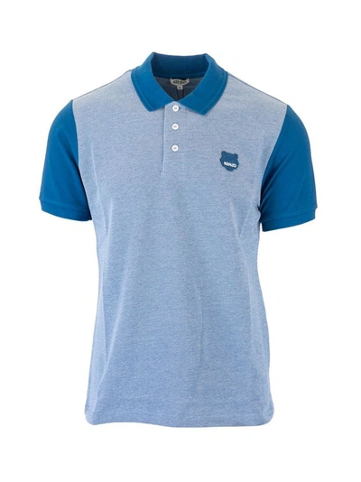 Kenzo Contrast Details Polo Shirt In Blue