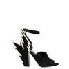 Prada 105 Metallic Textured Leather-trimmed Suede Sandals In Nero Gold