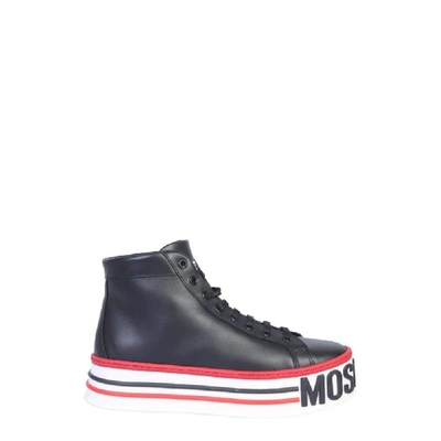 Moschino Women's Black Leather Hi Top Sneakers