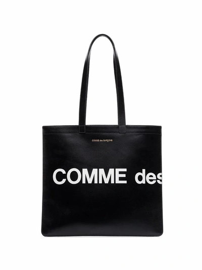 Comme Des Garçons Borsa Shopping In Cotone Con Logo In Black