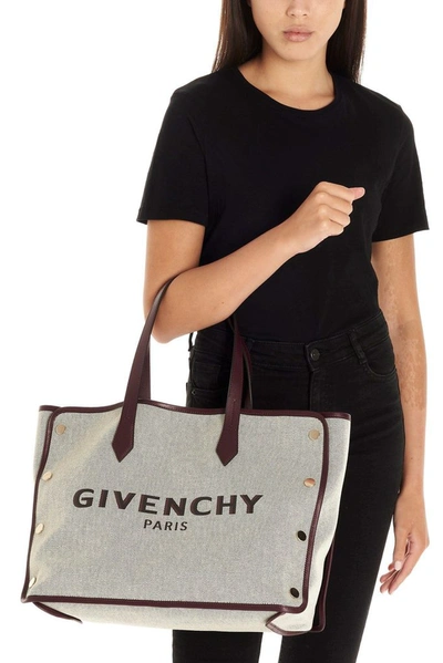 Givenchy Beige Fabric Tote In Grey