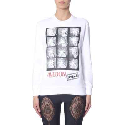 Versace Embroidered Printed French Cotton-terry Sweatshirt In White