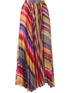 Etro Asymmetric Pleated Striped Georgette Midi Wrap Skirt In Multicolor