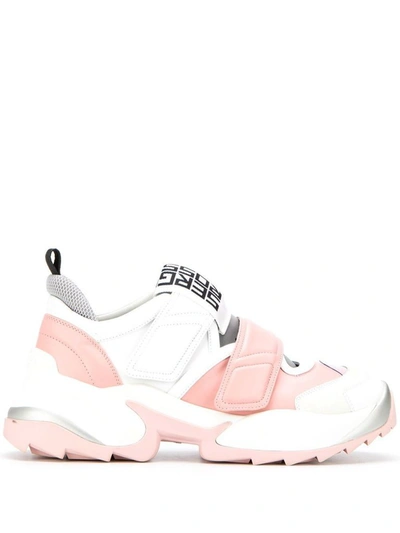 Sergio Rossi Extreme Perforated Leather And Pvc Sneakers In Pink