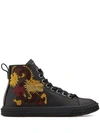 GIUSEPPE ZANOTTI HIGH TOP EMBROIDERED CHINESE DRAGON SNEAKERS