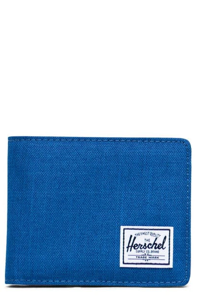 Herschel Supply Co Hank Rfid Bifold Wallet In Monaco Blue Crosshatch