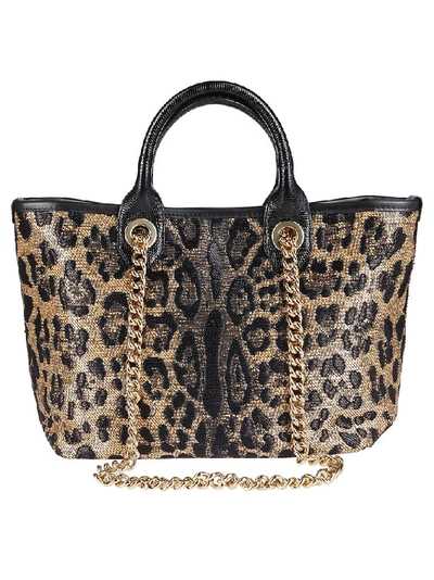 Dolce & Gabbana Capri Small Leopard Shopping Tote Bag In Multicolored