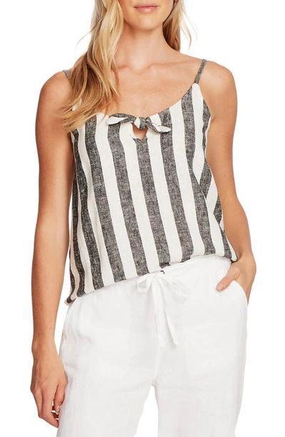 Vince Camuto Striped Tie-front Camisole, In Regular And Petite In Rich Black