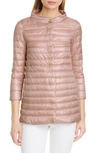 Herno Rossella Water Repellent High/low A-line Down Puffer Jacket In Rosa Chiaro