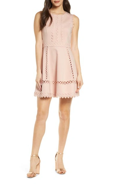Ever New Lace Detail Ponte Fit & Flare Dress In Pink