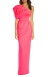 Black Halo Egan One-shoulder Column Gown In Neon Coral