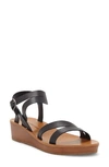 Lucky Brand Hecilia Wedge Sandal In Black Leather