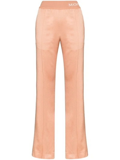 Moncler Logo-waistband Straight Leg Trousers In Pink