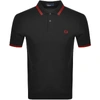 FRED PERRY TWIN TIPPED POLO T SHIRT BLACK,130582