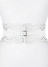Alaïa Openwork Wide Leather Vienne Corset Belt In White