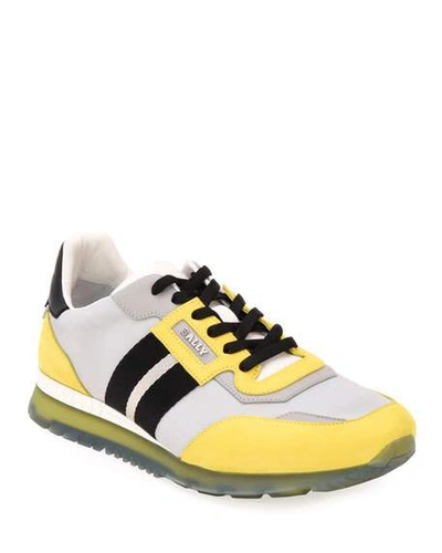 Bally Men's Astfeld Colorblock Trainspotting-stripe Sneakers In Gray