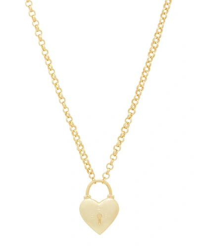 Gorjana Kara Heart Padlock Pendant Necklace, 18 In Gold