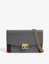 Givenchy Gv3 Leather And Suede Wallet-on-chain In Grey,aubergine