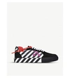 OFF-WHITE VULCANIZED LEATHER AND CANVAS LOW-TOP TRAINERS,31024996