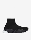 Balenciaga Speed Slip-on Knitted Mid-top Trainers In Blk/white