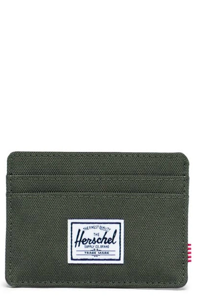Herschel Supply Co Charlie Rfid Card Case In Dark Olive