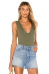 Free People Intimately Fp Keep It Sleek Bodysuit In Army