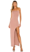 Superdown Toni Slit Maxi Dress In Mocha