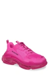 Balenciaga Triple S Clear Sole Leather And Mesh Trainers In Pink/ Pink