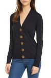 Tory Burch Buttoned V-neck Cardigan In Medium Navy