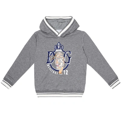 Dolce & Gabbana Kids' Logo棉质混纺帽衫 In Grey