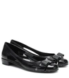 Ferragamo Vara Bow Jelly Cut-out Ballerina Pumps In Nero