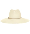 AGNONA LEATHER-TRIMMED STRAW HAT,P00426684
