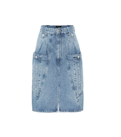 Isabel Marant Pleated-waist Denim Pencil Skirt In Light Blue
