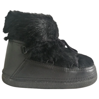 Pre-owned Ikkii Black Fur Boots