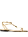 Jimmy Choo Alodie Logo Flat Sandals In Gold