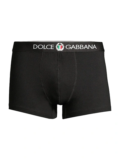 Dolce & Gabbana Logo Stretch Cotton Boxer Briefs In Black