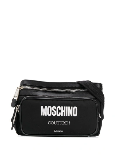Moschino Zipped Logo Belt Bag In Black