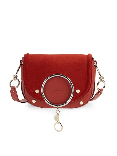 See By Chloé Mara Color-block Leather Shoulder Bag In Faded Red