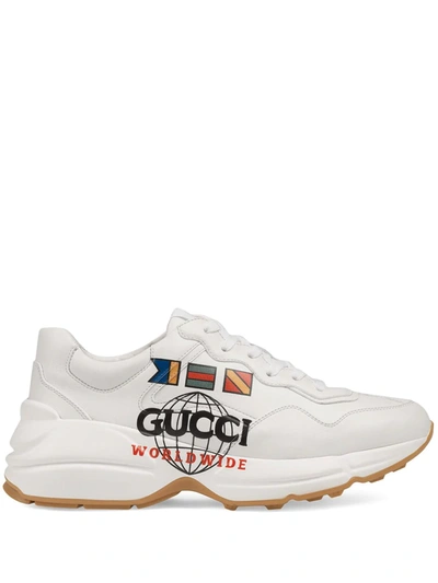 Gucci Rhyton Worldwide Sneakers In White