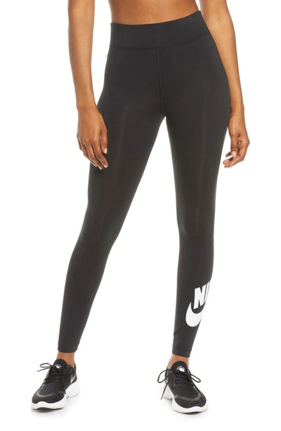 Nike Black Sportswear Essential Leggings In Black/ White