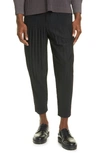 Issey Miyake Homme Plisse  Black Wide Pleats Trousers In 15 Black