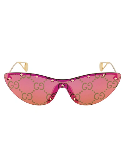 Gucci Cat-eye Mask Sunglasses In Metallic